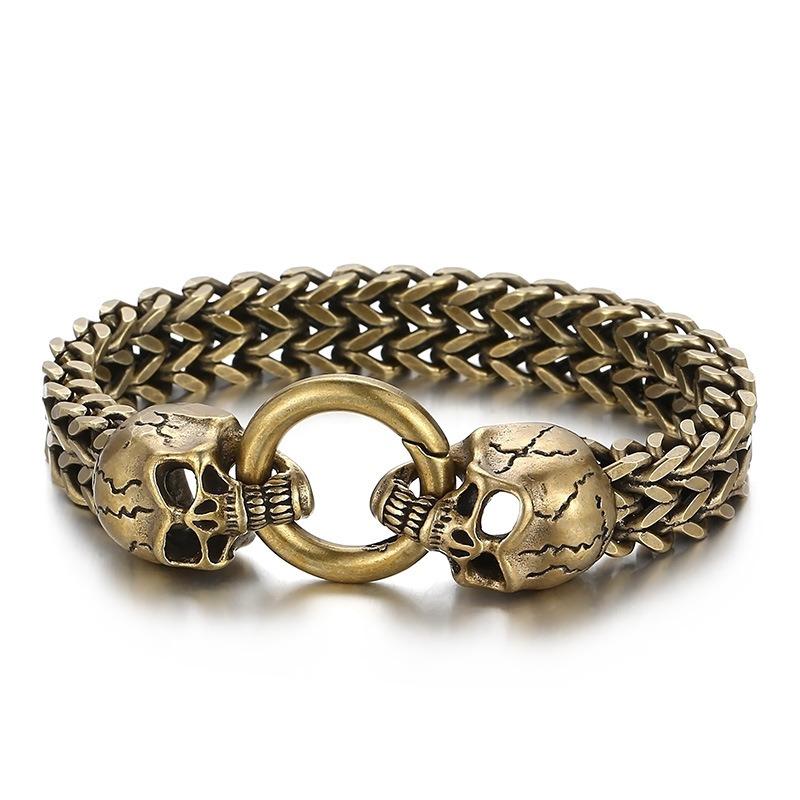 European and American Personality Domineering Punk Skull Titanium Steel Men's Bracelet