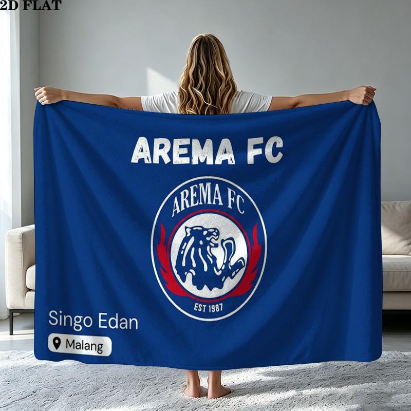 Arema FC Print Flannel Blanket High Quality Warm Comfortable Cover for All Seasons Perfect for Gifts Home Decor