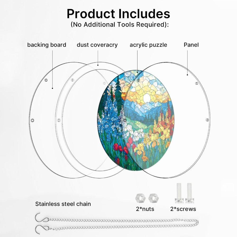 83 Pieces Round Shape Puzzle Suncatcher Acrylic Hanging Ornament Acrylic Puzzle Kit Indoor Display