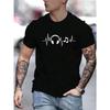 Men's Summer Earbuds Printed Round Neck Short Sleeve Casual  T-shirt New Fashion Daily Loose Size Couple Street T-shirt