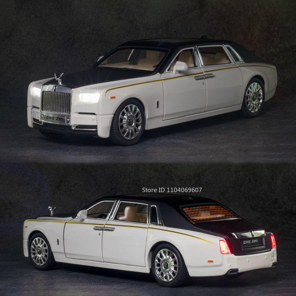 AAYK1 1:24 Scale Rolls Royce Phantom Alloy Model Car Toy Metal Diecast Music Light Pull Back Vehicles Models Ornaments Present for Kid