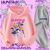 New K-pop Demon Hunter 3 - 12-year-old Girls' Sportswear 2-piece Cute Casual Top Children's Hooded Shirt Set with Cartoon Print