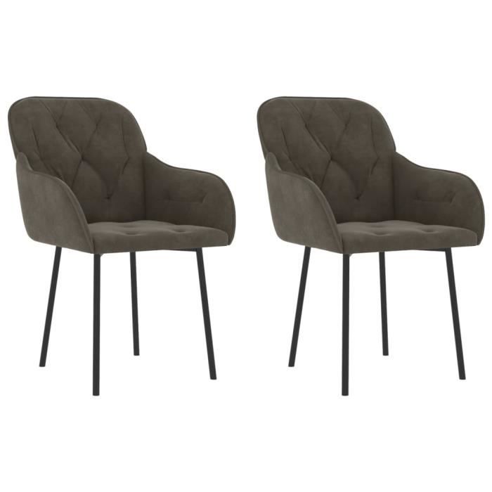 VidaXL Chaises de salle à manger 2 pcs Gris foncé Velours 344846