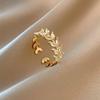 Light luxury fashion high sense pearl zircon copper ring women's design sense retro personality open index finger ring simple