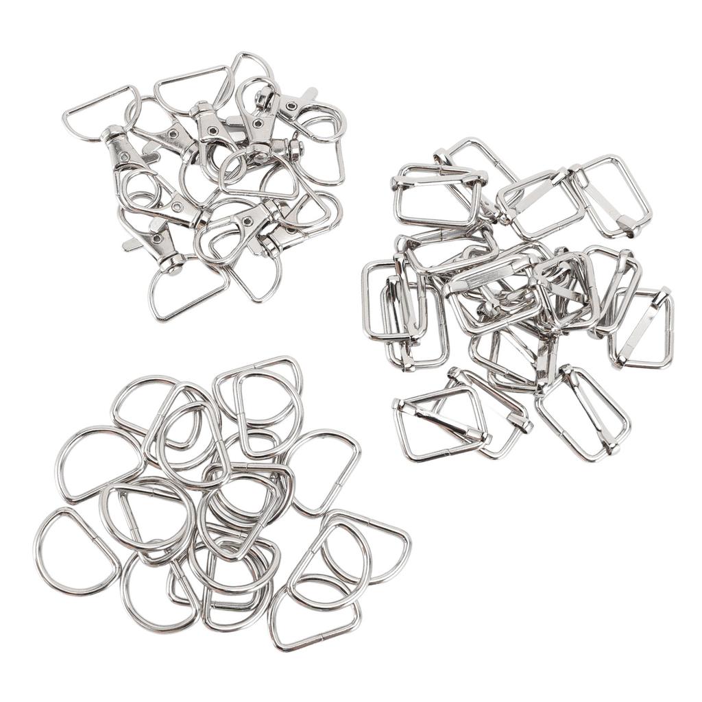50 Buc Kit Breloc cu Inel de Chei din Aliaj de Zinc, Set Inel de Chei, Cârlig Pivotant Tip Homar cu Inel D, Cataramă Glisantă