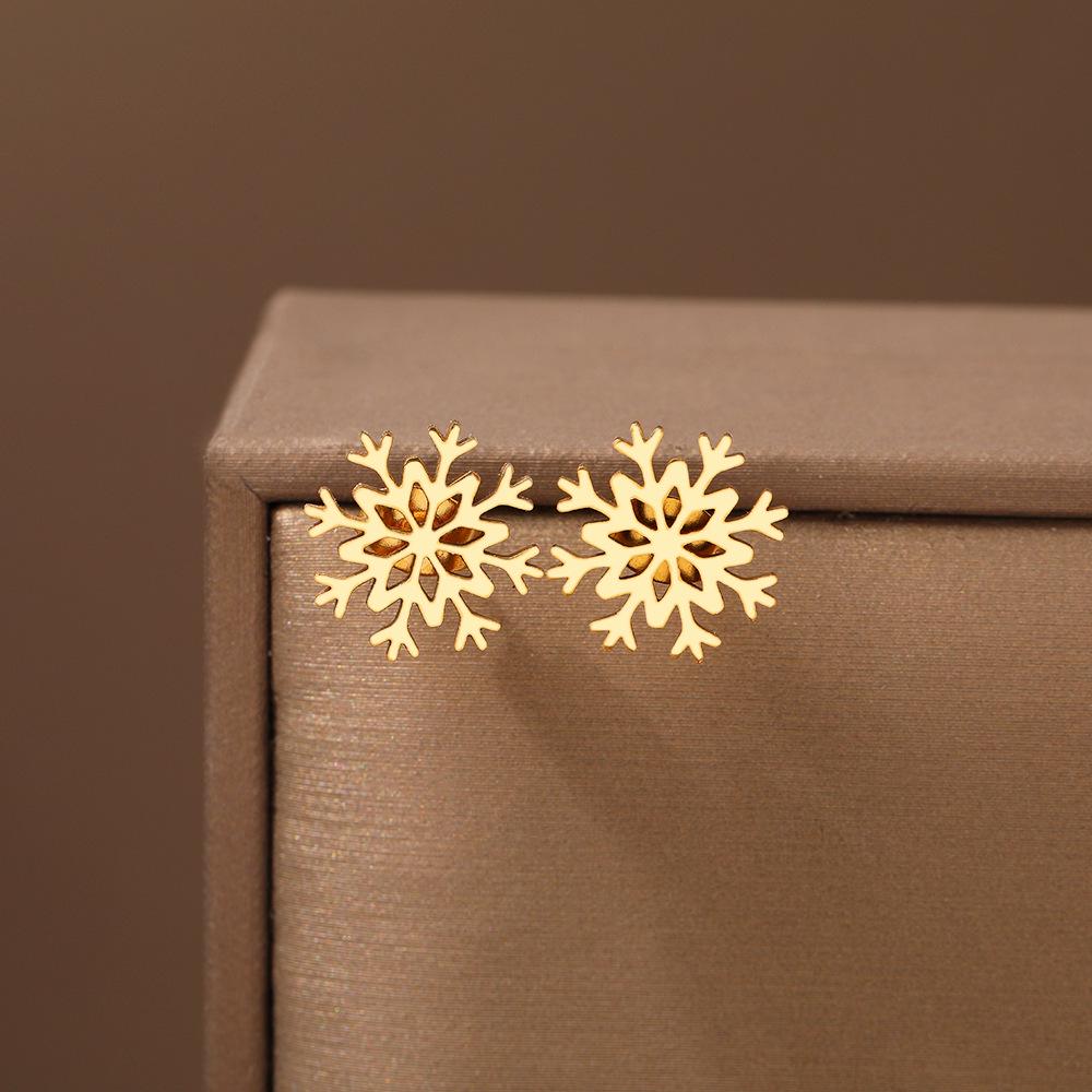 Kreatives Schneeflocken-Schmuckset für Damen: Edelstahl Halskette & Ohrstecker für Weihnachten
