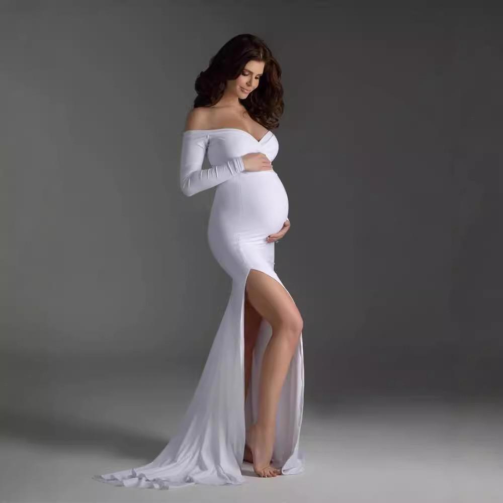 Cotton Maternity Dress With V Neck And Slit Hem For Pregnant Women Summer Street Style