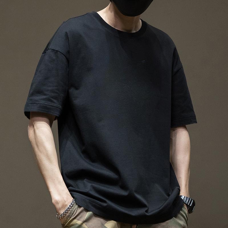 Short Sleeved Hong Kong Style Versatile Cotton T-shirt Travel Couple Men's Summer Loose Top Trend