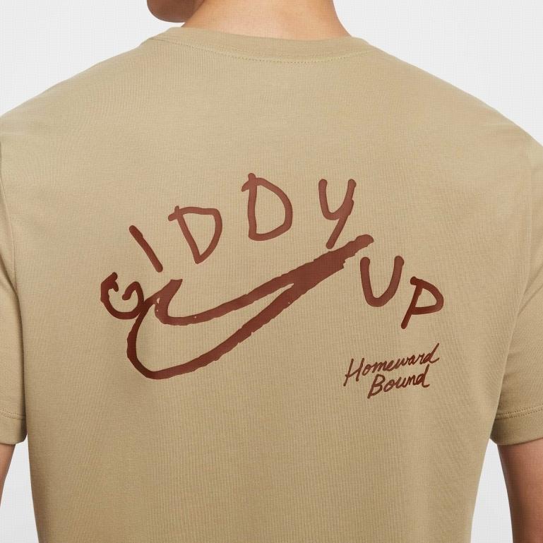 Nike DF Western States Logo Breathable Quick-Dry Round Neck Sports Short Sleeve T-Shirt Men Tops Beige Brown HJ3663297