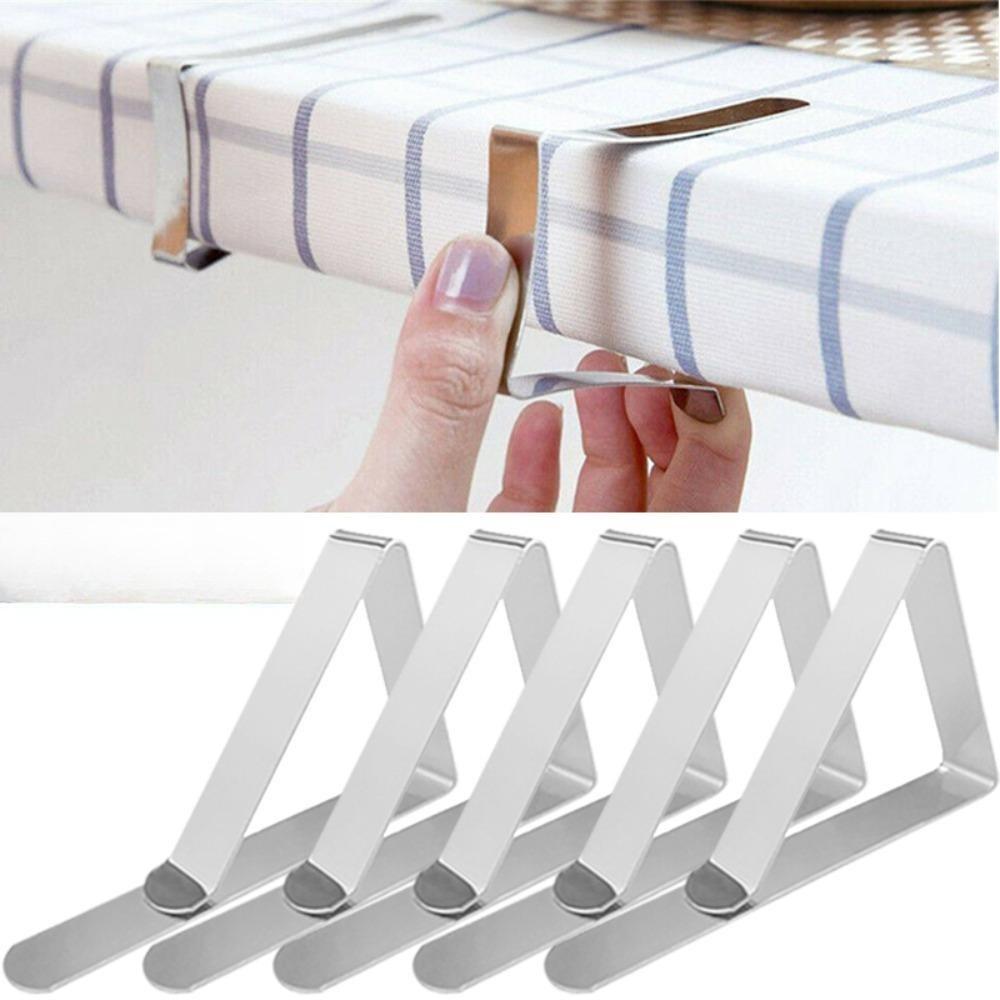 Stainless Steel Anti-Slip Tablecloth Clamp Non-slip Securing Holder Wedding Camping Promenade Table Cloth Cover Fix Clip
