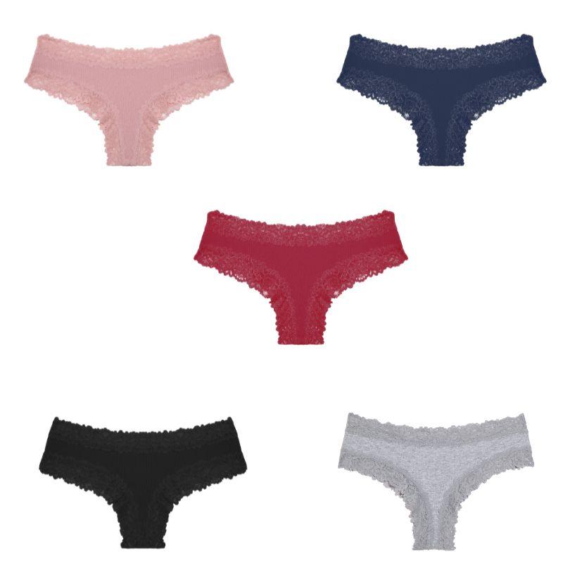 FINETOO Lace Panty for Women Sexy Thongs G-String Underwear Lingerie Female Panties Cotton Floral Panties