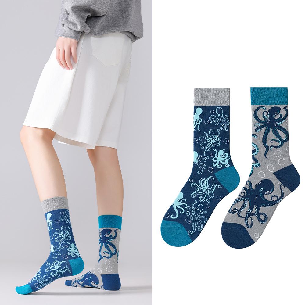 Unisex Trendy Cotton Mid-Calf Socks for Autumn/Winter - Sporty & Casual