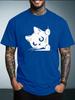 Unisex Summer Casual Short Sleeve T Shirt Cute Peeking Black Cat Cartoon Graphic Oversized Loose Daily Street Fashion Tees Tops