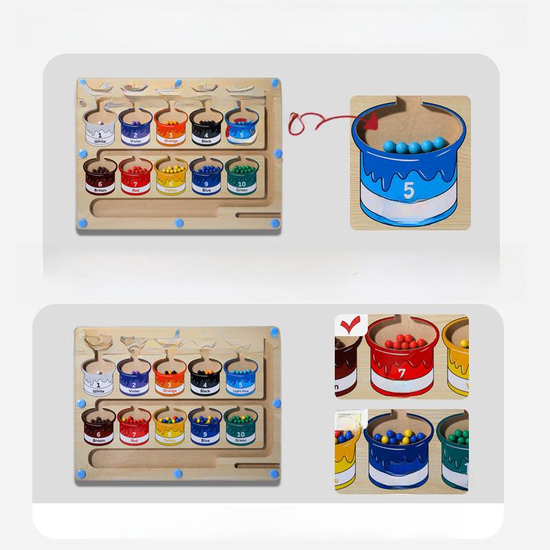 Children's Wooden Magnetic Maze & Color Counting Board for Logical Thinking