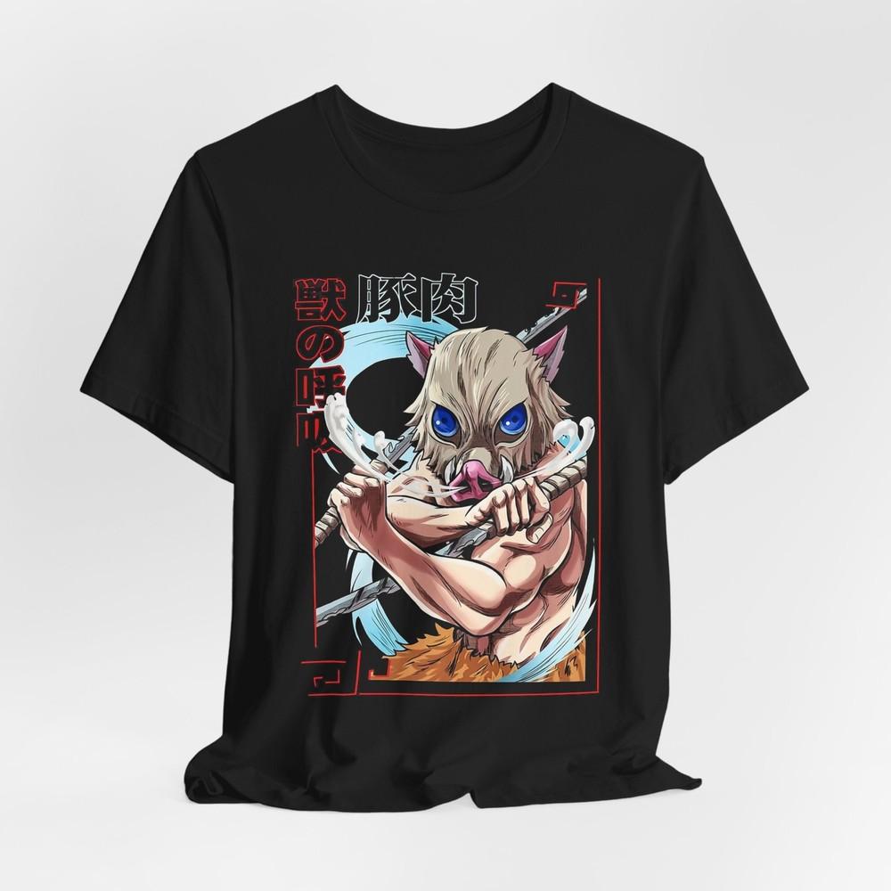 Inosuke Hashibira Anime Unisex TShirt | Boar Mask Fighter Warrior Illustration Unisex T-Shirt L