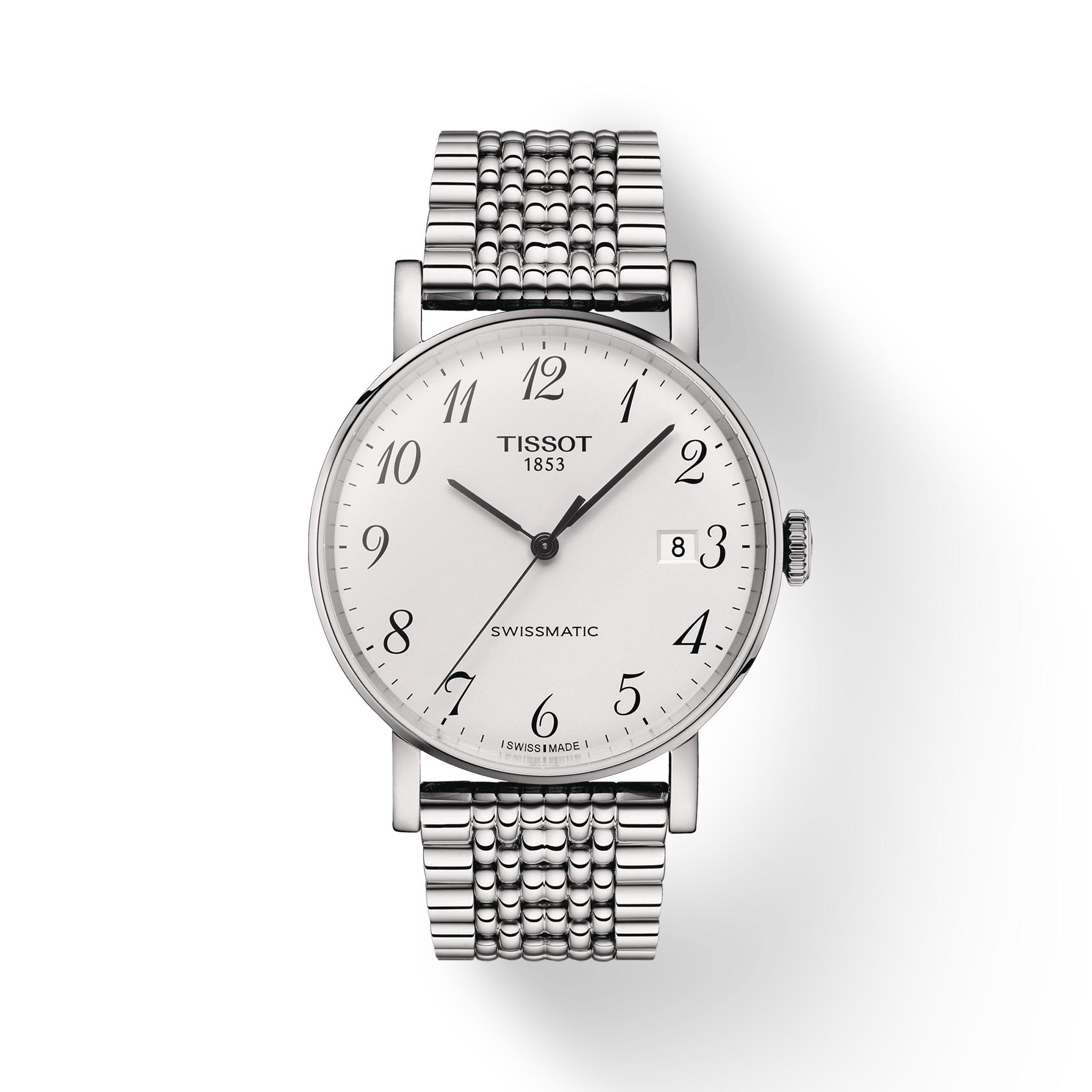 Tissot Men's White Le Locle Series Mechanical Movet Date Display Large Three Hands Simple Watch Watches Steel T109.407.11.032.00