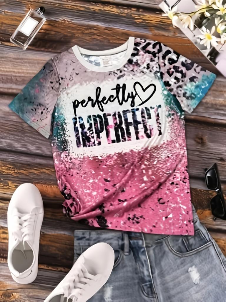 Tie-dye style letter T-shirt women's love slogan personalized trendy loose top