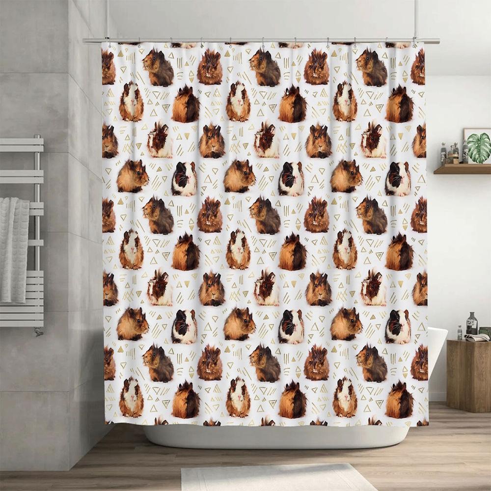 Dog Shower Curtain Waterproof Cute Puppy Pet Bathroom Decor Set Vintage Farmhouse Modern Home Textile Washable Liner
