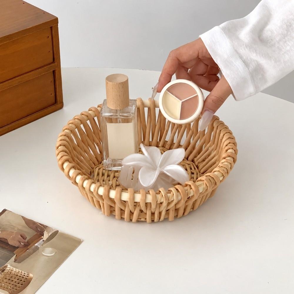 20/25cm Handwoven Wicker Baskets Breathable Round Rattan Woven Basket Moisture Resistant Kitchen Organizer Basket