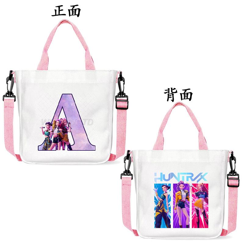 Anime Cartoon Letter Shoulder Bag Versatile Commuter Handbag Large Capacity Student Canvas Bag no specification