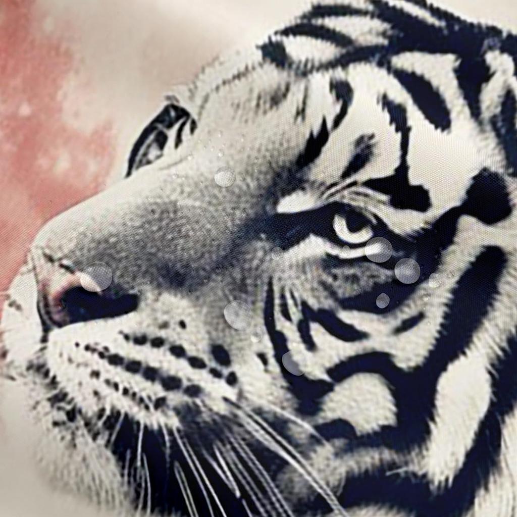 Sakura Tiger Shower Curtain Japanese Ukiyo Watercolor Red Sun Wild Animal Floral Kids Adult Bathroom Decor Hooks