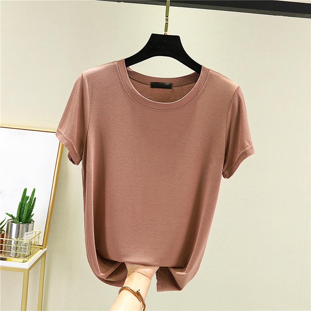 Round Neck Short Sleeved T-shirt For Women's Summer Thin Worn As A Base And Half Sleeved Top Inside