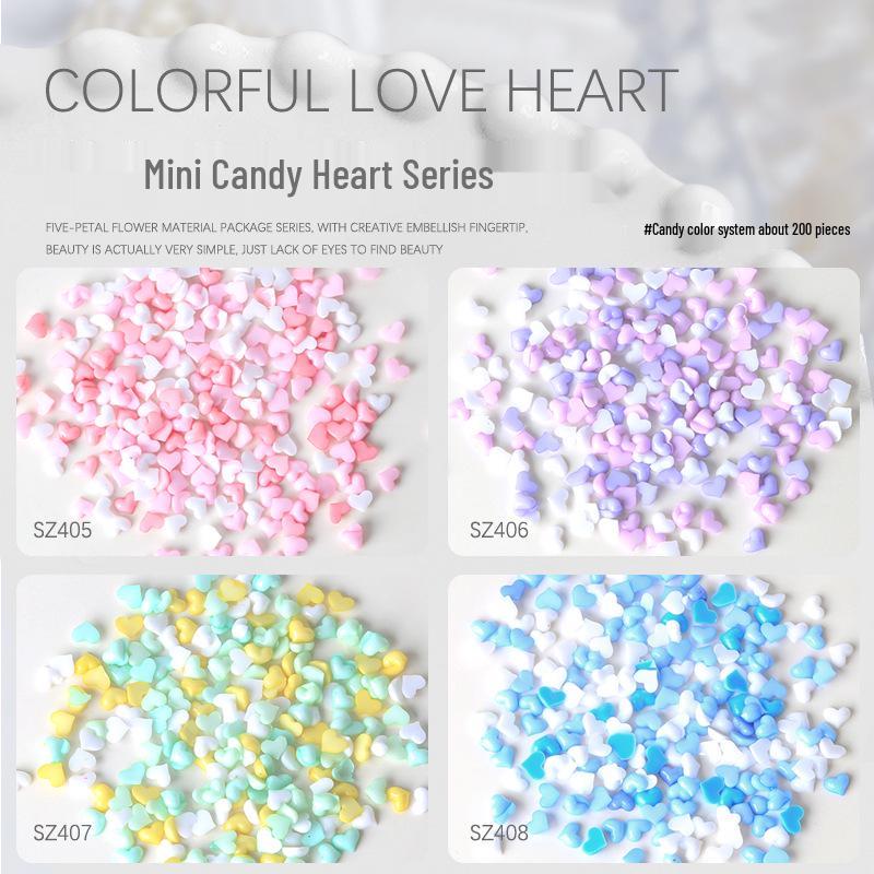 Macaron Candy 3D Heart Resin Nail Art Charms – 200 Pieces