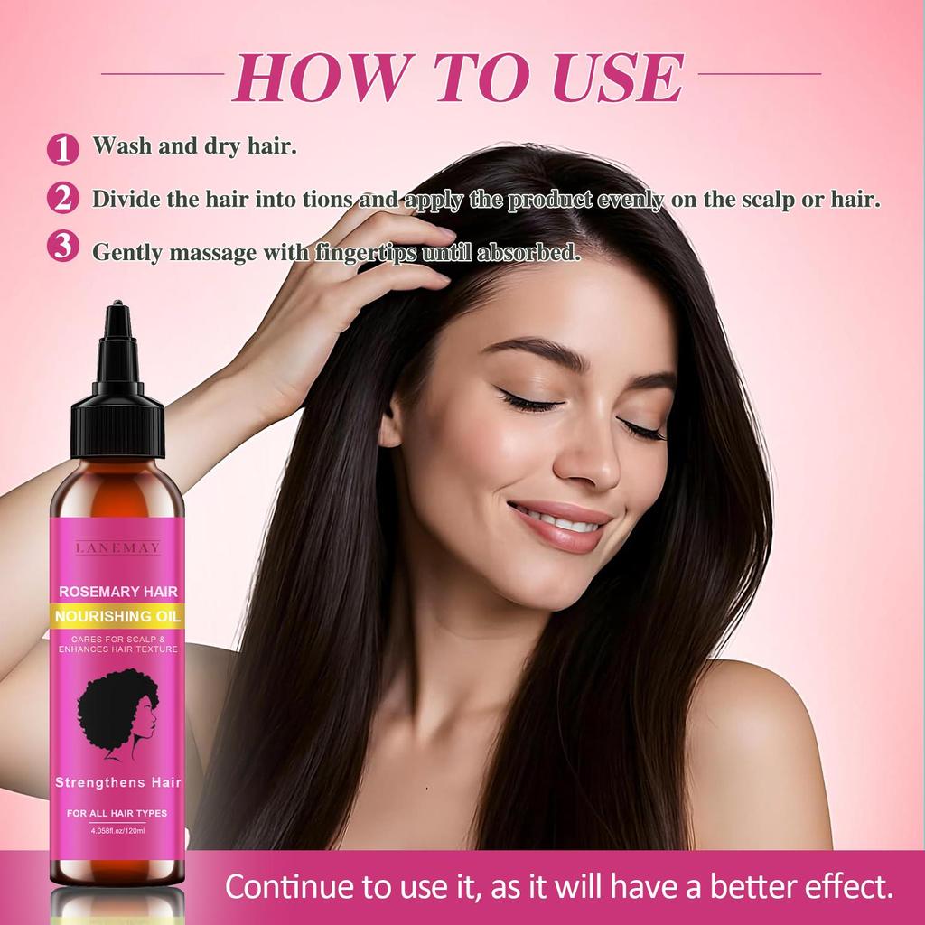 Rosemary Hair Oil-Nourishes And Promotes Scalp Health-Enhances Hair Shine-Suitable For All Hair Types, 120ml