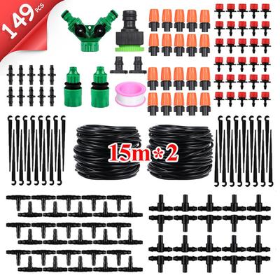 149 Adet 15 m DIY Tasarruflu Su Otomatik Mikro Damla Sulama Sistemi Bahçe Sera Sulama Sprey Kendinden Sulama Kitleri