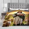 Serene Shepherd with Sheep Design Flannel blanket for bedroom, living room, sofa, and nap