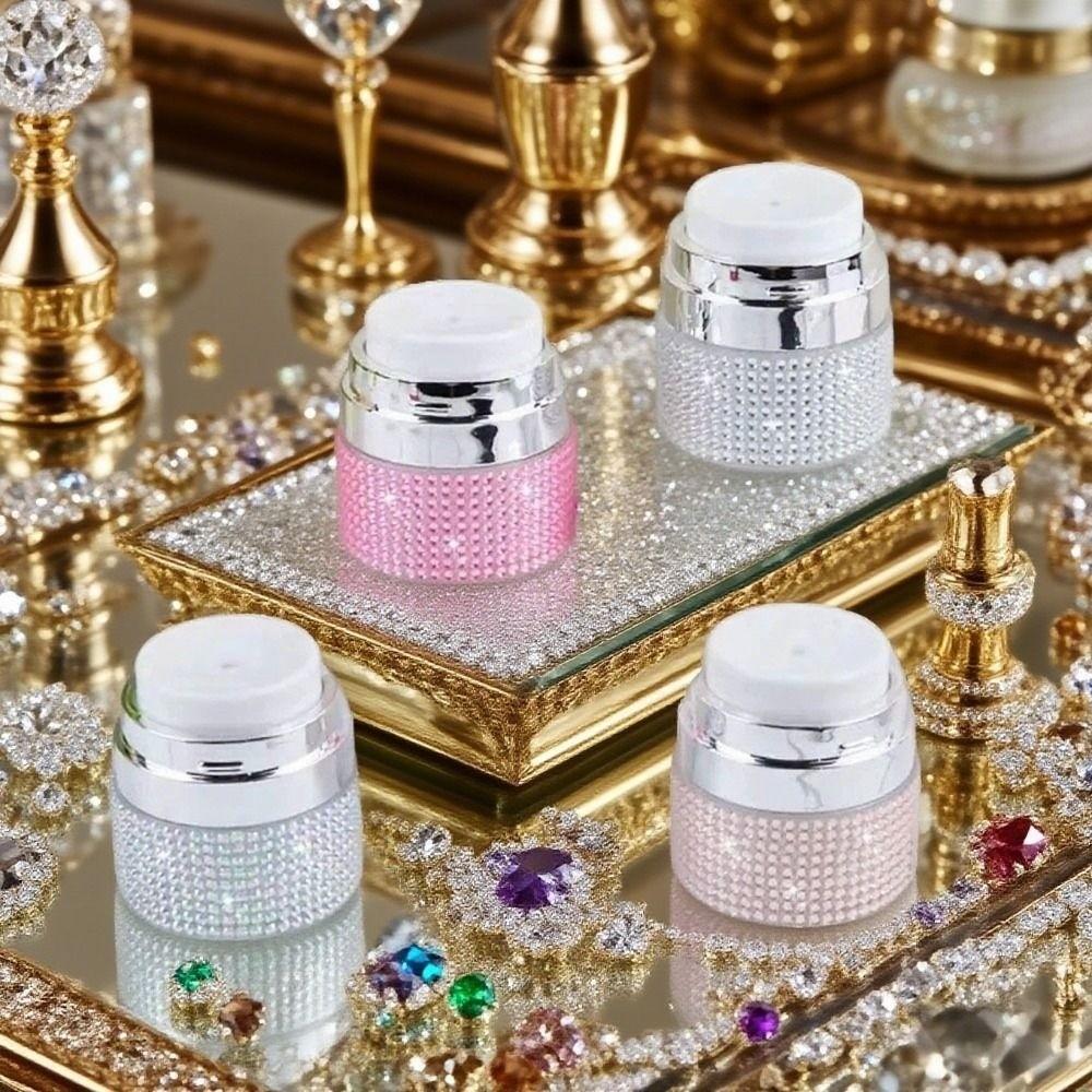 Luxury Rhinestone Cream Lotion Jar Vacuum Pump Face Cream Dispenser Cosmetic Cream Bottle Travel