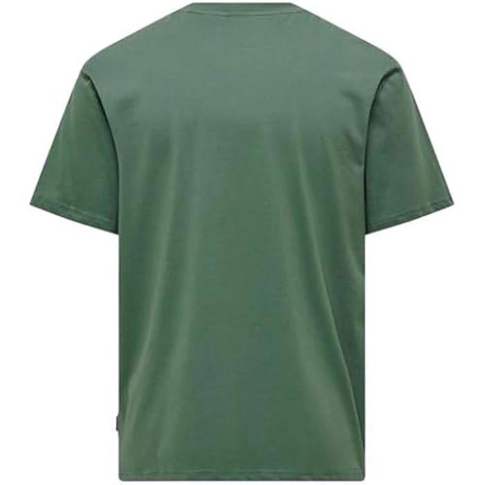T-shirt Homme - ONLY &amp; SONS - Onslevi Life Reg Text SS Tee Noos - Vert - Regular - Manches courtes