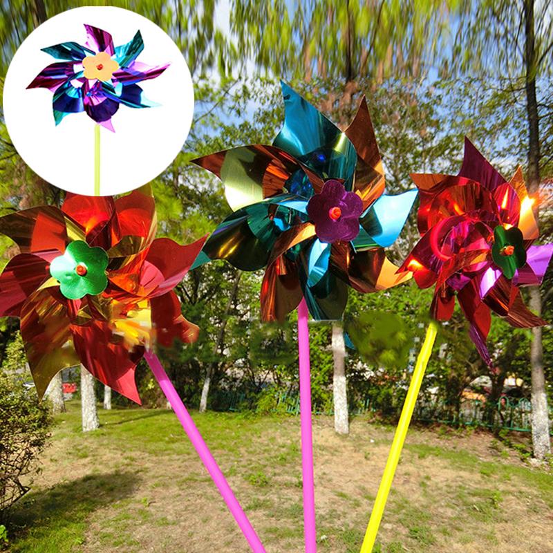 Windmill Hot Wholesale Gift Plastic Single Flower Outdoor Decoration Mixed Color Kindergarten Night Market