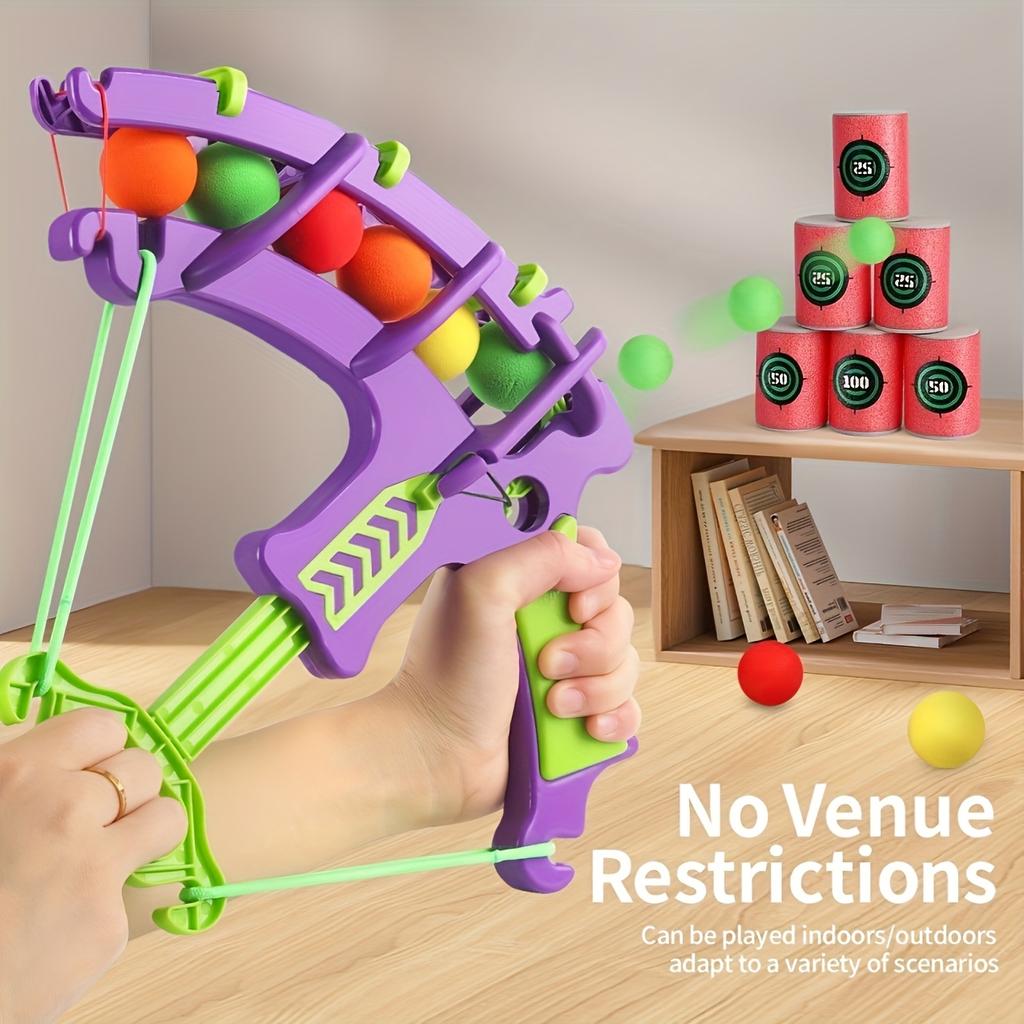 Colorful Large Bow Arrow Toy Set Catapult Launcher for EVA Ball Indoor/Outdoor Fun Games Toys Party Halloween Christmas Gift