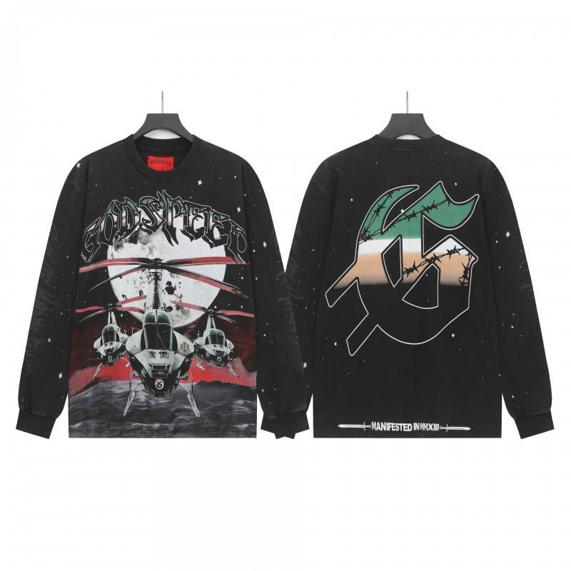 Unisex Vintage Skull Print Washed Cotton Long Sleeve Hoodie Streetwear Loose Fit