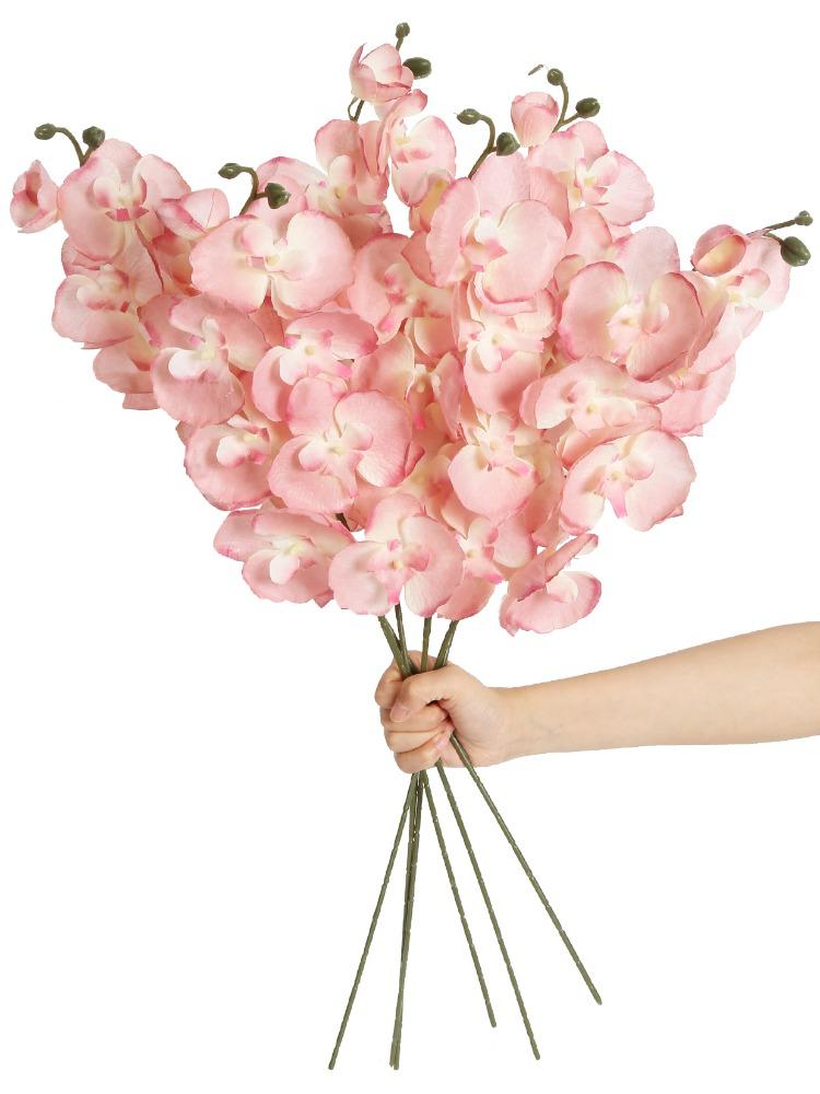 

6 шт. искусственный цветок фаленопсис 26,7 дюймов длинный стебель нетканый материал европейский реквизит для фотографий обеденный стол свадьба украшение для дома на открытом воздухе розовый