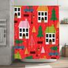 TU Charming Christmas Shower Curtain Festive Holiday Decor Waterproof Bathroom Fabric Xmas Pattern Backdrop
