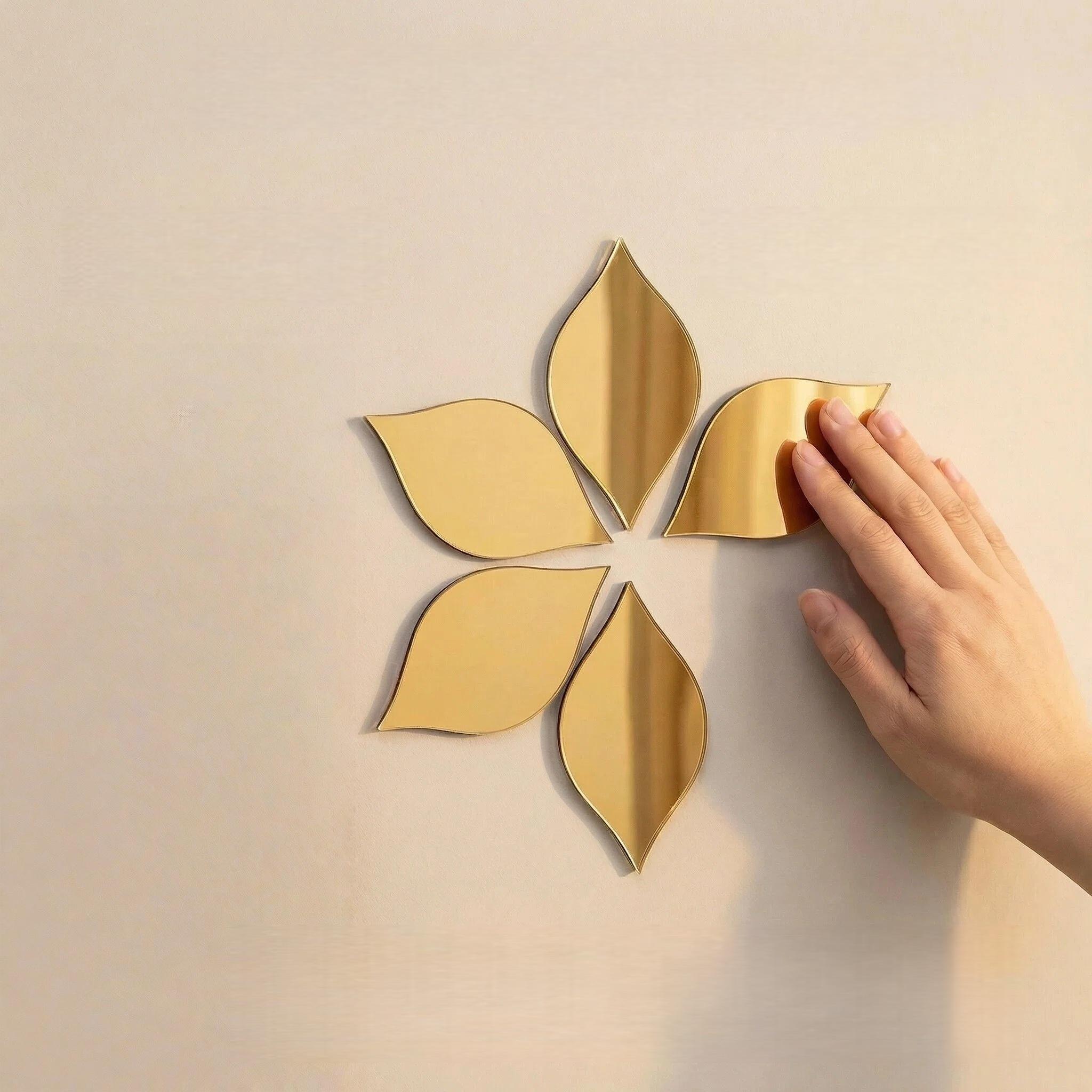 

12/24pcs Acrylic gold wall decoration stickers, home decoration stickers, used for bedroom and living room (non glass products) 12pcs золотой