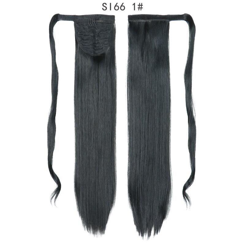 LISI HAIR Dlouhé rovné zavinování kolem klipsy do culíku Prodlužování vlasů tepelně odolné syntetické umělé vlasy s pony ocasem