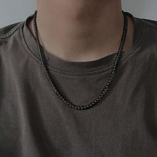 Collana a Catena di Grano per Uomo Tono Oro Argento Nero Catene di Grano 3mm Collana in Acciaio al Titanio per Uomo Ragazzo Regali di Compleanno