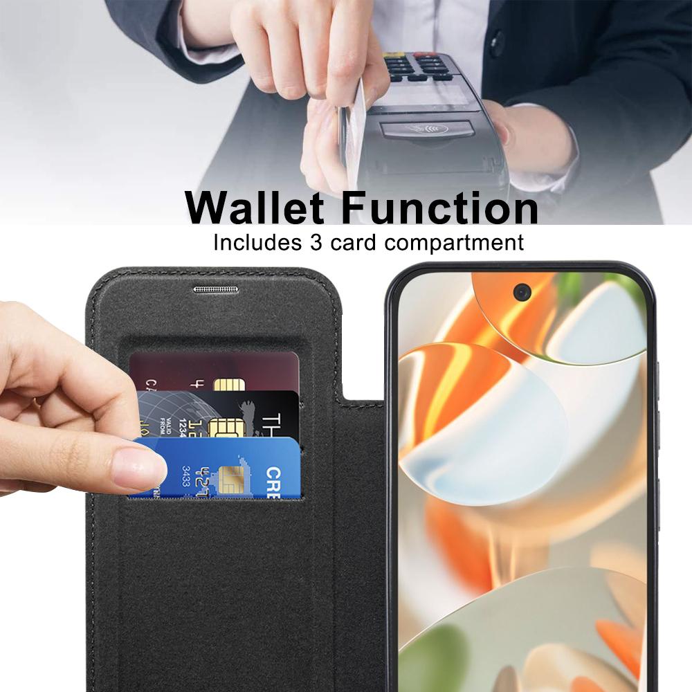 For Google Pixel 9 Case Compatible with MagSafe RFID Blocking Leather Phone Cover