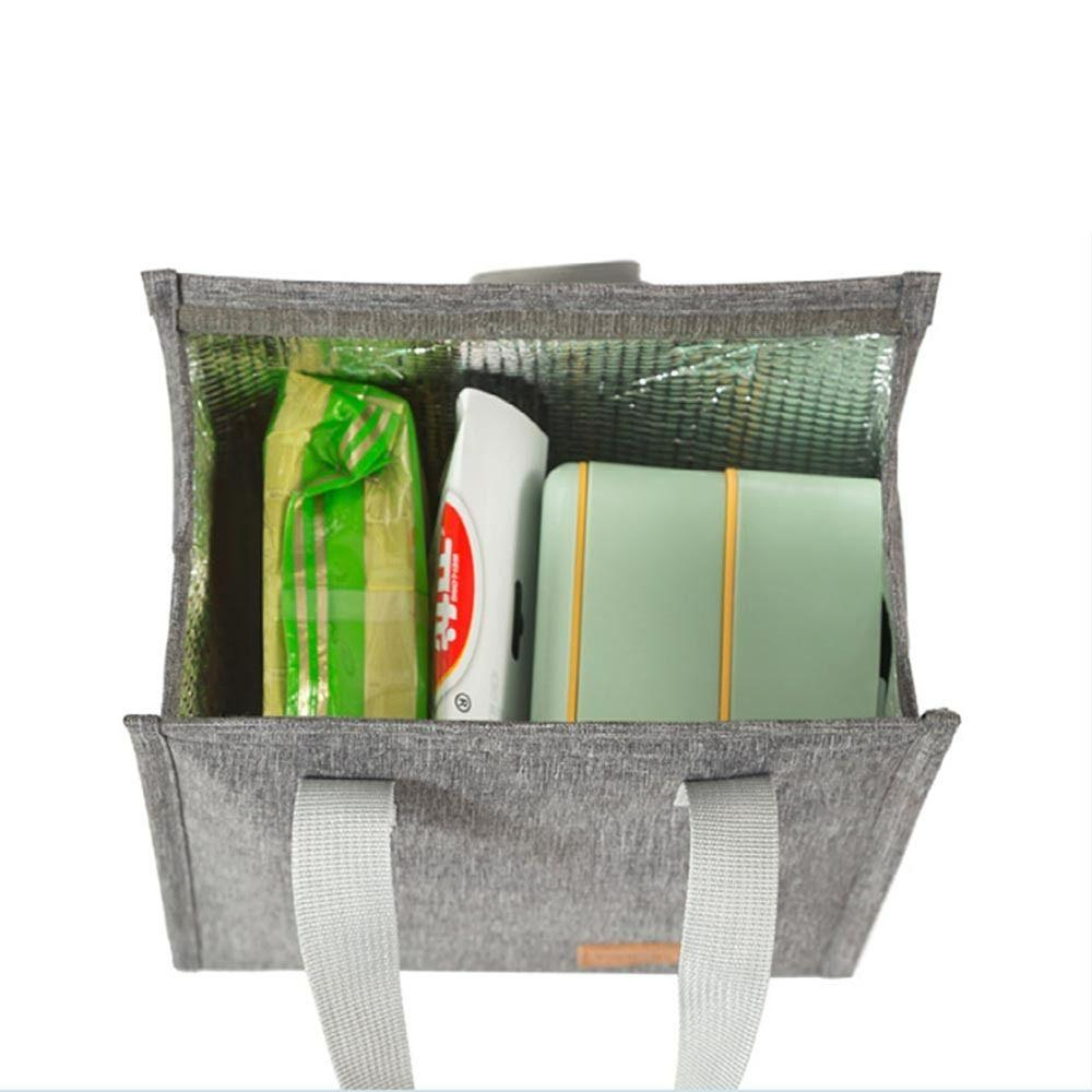 Solid Color Thermal Breakfast Organizer Tote Canvas Lunch Bag Food Hand Bags Waterproof Lunch Bag