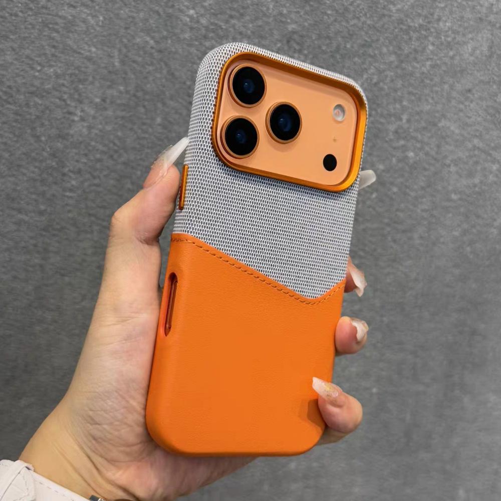 Leather and Fabric Splicing Texture Card Insertion Magnetic Case for iPhone 17 Pro Max Air 16 Plus 15 14 13 12 for Magsafe Cases
