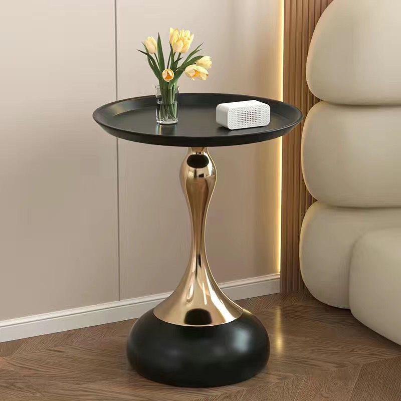 Light Luxury Small Coffee Table, Metal Top Sofa Side Table with Stable Anti-Tipping Base,Portable End Table for Home Cafe Office