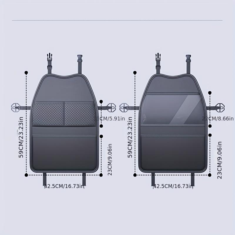 Car Seat Protection Cover Car Seat Kick Proof Pad with Pockets High Grade PU Car Seat Back Storage Bag Tablet Holder Hanging Bag