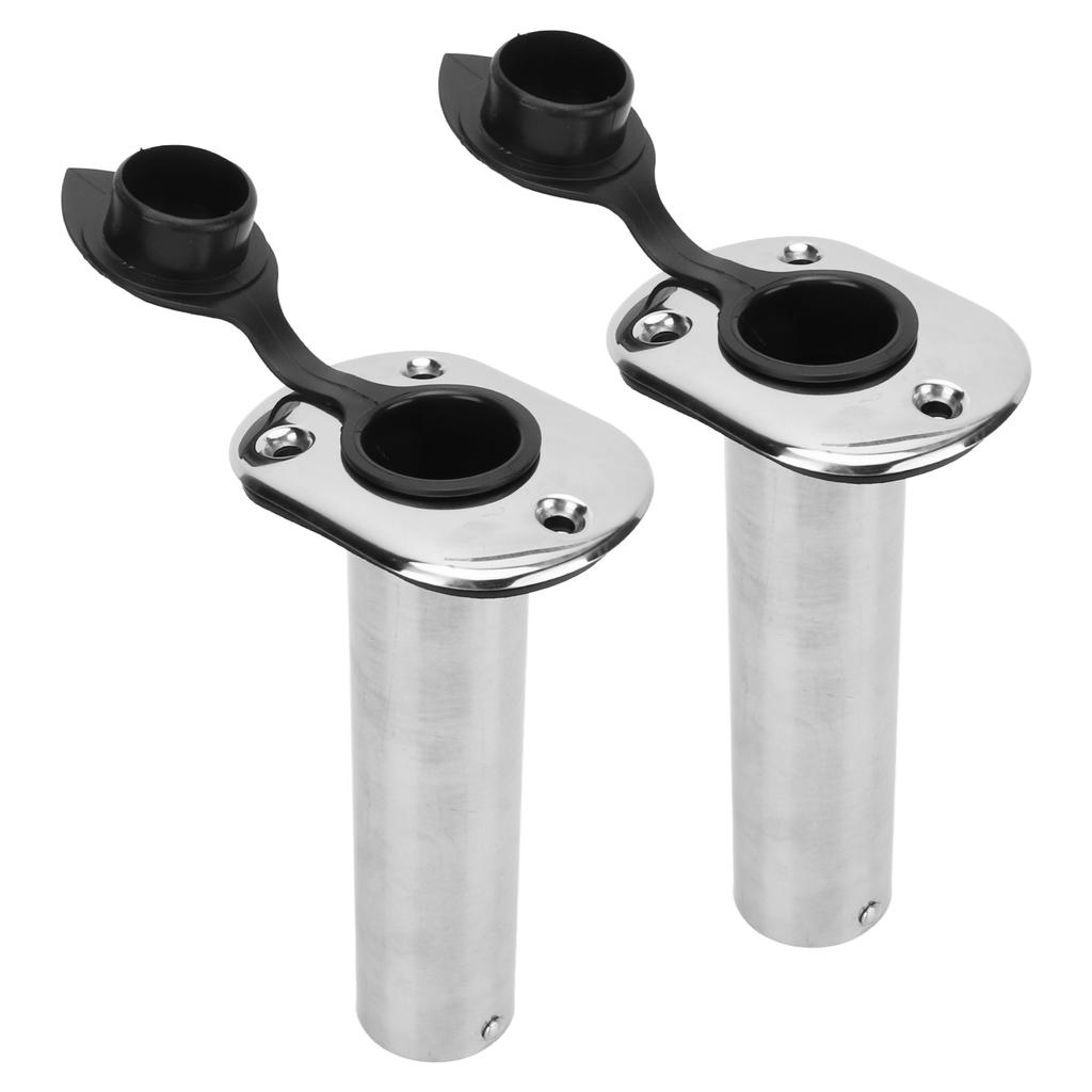 2pcs Boat Fishing Rod Holder 8.5in 316 Stainless Steel UV PVC Liner 90 Degrees  Flange Flush Mount for Yacht