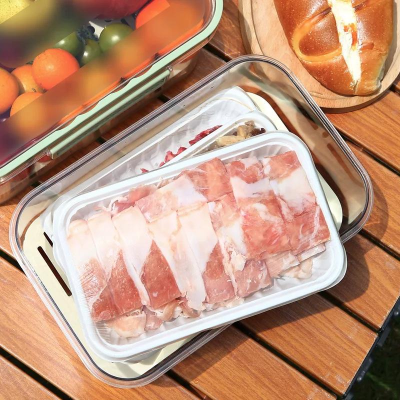 Tragbarer Lebensmittelaufbewahrungsbehälter, große Kapazität, luftdicht, Frischebox mit Abtropfplatte für Picknick im Freien, Camping