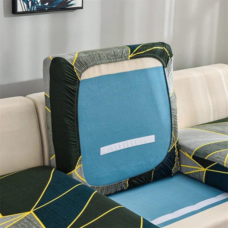 Stretch-bedruckter Stretch-Sofa-Sitzkissenbezug, Rückenlehnenbezug, Schutz für Couch, Sofabezug, L-Form, Chaselong-Schonbezüge