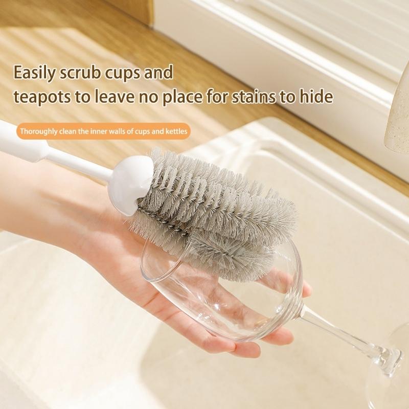 Extra Long Dish Brush For Hard To Reach Area Flexible U Head Cups Water Bottles Baby Utensils Coffee Mugs Cleaner