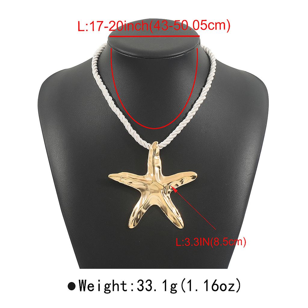 Large Starfish Cord Necklace Chunky Statement Star Fish Pendant Necklace Summer Beach Jewelry Holiday Gift